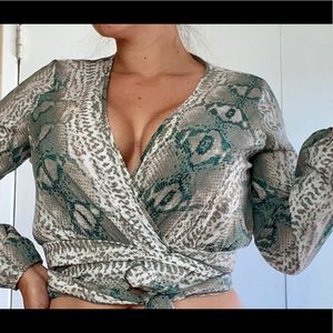 Fashion nova snake skin wrap top